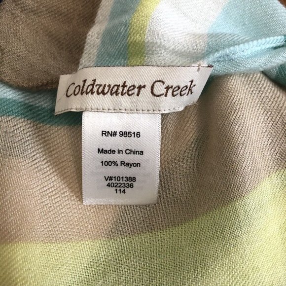 Coldwater Creek Blue Striped Fringe Scarf 22 x 67 - Picture 3 of 4